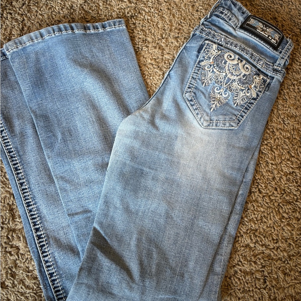 Grace in LA Blue Embroidered Jeans with Classic Wash